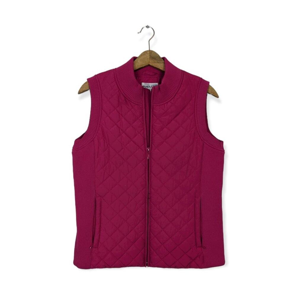 Pendleton Pink Quilted Puffer Zip Up Vest